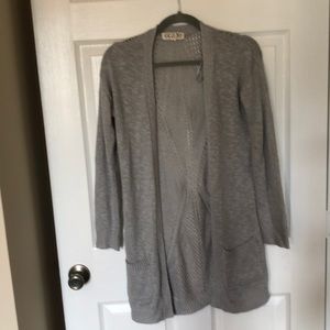 5/$15! Pink rose open front grey cardigan